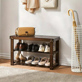 NNETM Vintage 3-Tier Bamboo Shoe Rack - Dark Brown