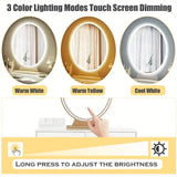 NNETM Elegant White Dressing Table Stool Set with LED Oval Mirror