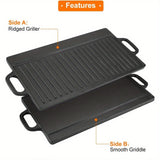 NNETM Non-Stick Cast Iron Griddle Pan, Double-Sided Grill