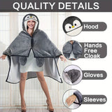NNETM Penguin Hooded Wearable Blanket with Gloves