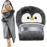 NNETM Penguin Hooded Wearable Blanket with Gloves