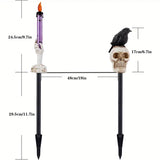 NNETM 5-Pack Solar Skull & Candle Lights with Black Crow – Waterproof