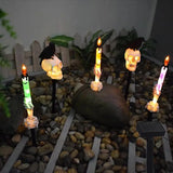 NNETM 5-Pack Solar Skull & Candle Lights with Black Crow – Waterproof