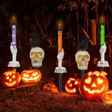 NNETM 5-Pack Solar Skull & Candle Lights with Black Crow – Waterproof