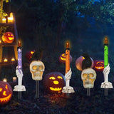 NNETM 5-Pack Solar Skull & Candle Lights with Black Crow – Waterproof