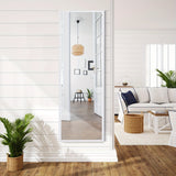 NNETM Full Length Door Mirror – Hanging Wall Mirror with Adjustable Hooks (White)