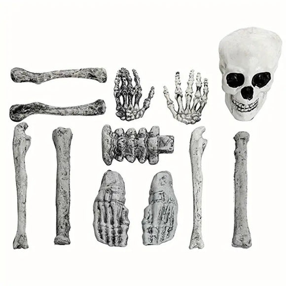 NNETM 2 Sets Skeleton Body Part Props – 12-Piece Plastic Scatter Bones