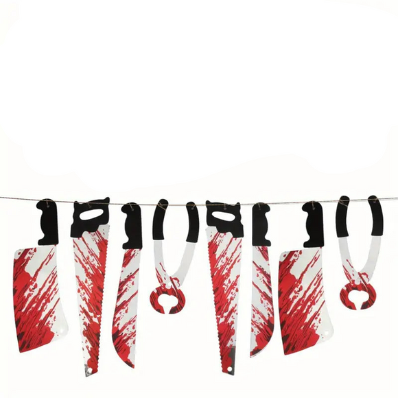 NNETM 8 Blood Knife Pull Flags W/ Hanging Ornaments - 2 Sets