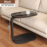 NNETM C-Shaped Side Table with Metal Frame