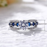 925 Sterling Silver 2 Carat Sapphire Ring – 18K Gold Plated Unisex Statement Ring