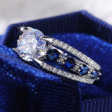 925 Sterling Silver 2 Carat Sapphire Ring – 18K Gold Plated Unisex Statement Ring