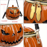 NNETM Chic Halloween Pumpkin Crossbody Bag with Dual Straps - Orange