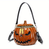 NNETM Chic Halloween Pumpkin Crossbody Bag with Dual Straps - Orange