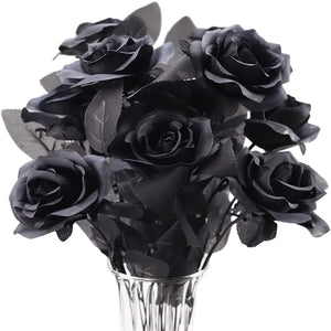 NNETM 20pcs Black Roses Artificial Flowers