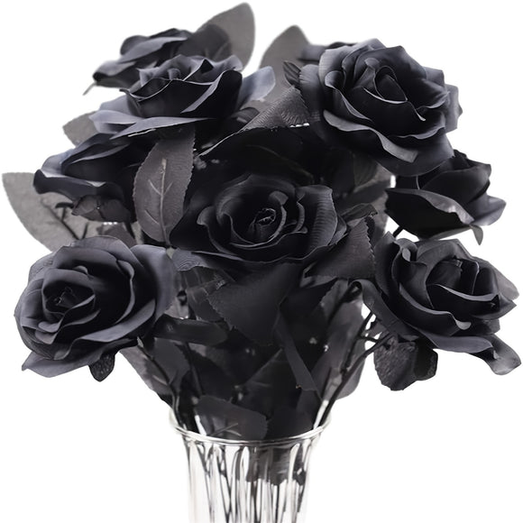 NNETM 20pcs Black Roses Artificial Flowers