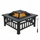 3-in-1 Outdoor Fire Pit Table with BBQ Grill