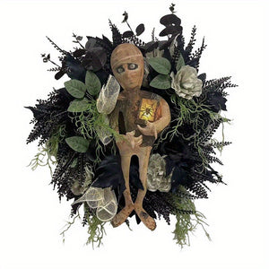 NNETM Spooky Mummy Halloween Wreath for Door and Indoor