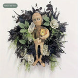 NNETM Spooky Mummy Halloween Wreath for Door and Indoor