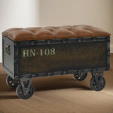 NNETM Stylish Solid Wood Storage Bench with Faux Leather Upholstery - 80.5x40cm