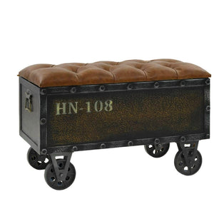 NNETM Stylish Solid Wood Storage Bench with Faux Leather Upholstery - 80.5x40cm