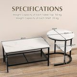 NNETM 2x Nesting Coffee Table Set - White Faux Marble Top