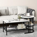 NNETM 2x Nesting Coffee Table Set - White Faux Marble Top