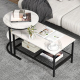 NNETM 2x Nesting Coffee Table Set - White Faux Marble Top