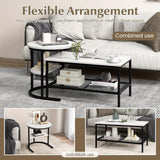 NNETM 2x Nesting Coffee Table Set - White Faux Marble Top