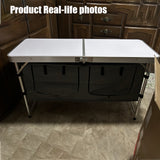 NNETM Folding Aluminum Table with Storage Cabinet