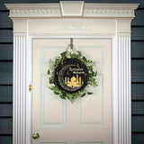 NNETM Wooden Ramadan Mubarak Sign Round Wreath Decor