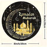 NNETM Wooden Ramadan Mubarak Sign Round Wreath Decor