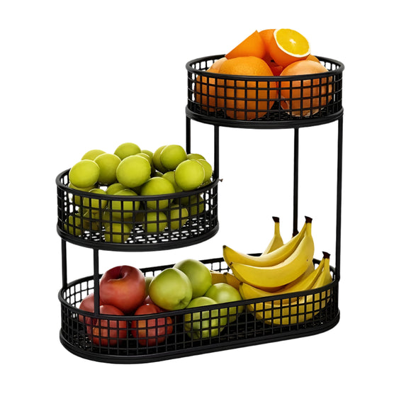 NNETM Luxury Oval Metal Fruit Basket