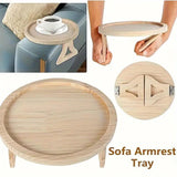 NNETM Foldable Wooden Sofa Armrest Tray Clip-On