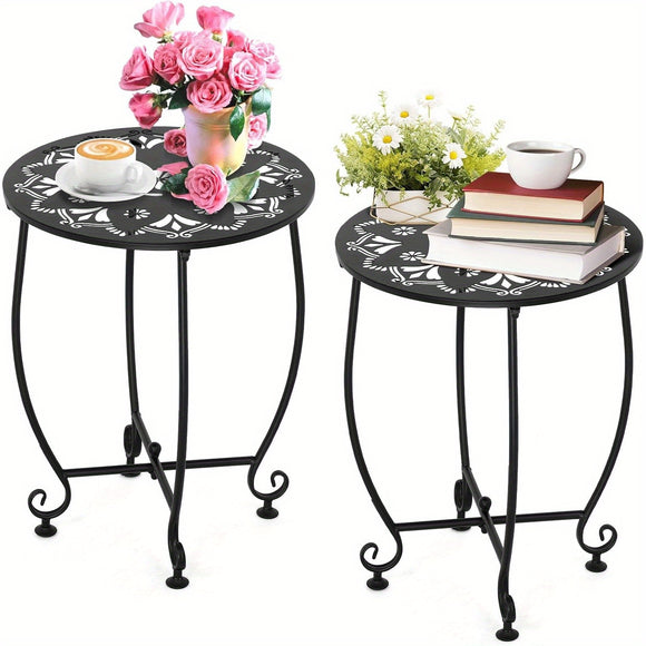 NNETM 2-Pack Cast Iron Patio Side Tables