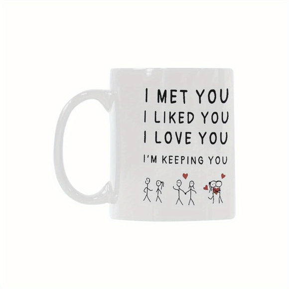 NNETM 3D Ceramic Coffee Mug with Romantic Quote for Couples