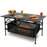 NNETM Heavy-Duty Folding Camping Table – Portable Roll-Up Table with Carry Bag (94.59×54.99×70.1cm)