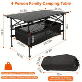 NNETM Heavy-Duty Folding Camping Table – Portable Roll-Up Table with Carry Bag (94.59×54.99×70.1cm)