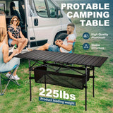 NNETM Heavy-Duty Folding Camping Table – Portable Roll-Up Table with Carry Bag (94.59×54.99×70.1cm)