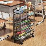 NNETM Office Bookshelf with Wheels and Storage Basket