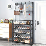 NNETM Stainless Steel Coat & Shoe Rack (8-Hook 4-Tier)