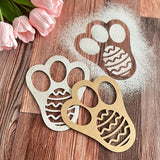NNETM 5pcs Wooden Rabbit Paw Print Stencils for Easter DIY