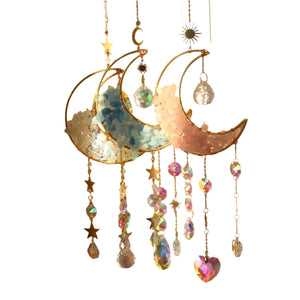 NNETM Ramadan Amethyst Crystal Half Moon Wind Chime
