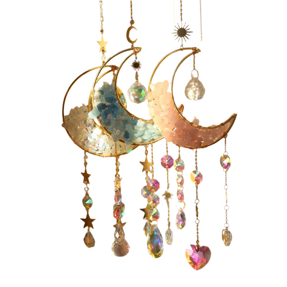 NNETM Ramadan Amethyst Crystal Half Moon Wind Chime