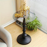 NNETM Corner Table Round Minimalist Side Table (Black)