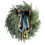 NNEOBA Christmas Artificial Pine Wreath with Bells & Ribbon