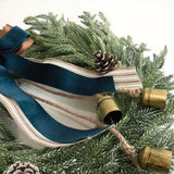 NNEOBA Christmas Artificial Pine Wreath with Bells & Ribbon
