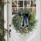 NNEOBA Christmas Artificial Pine Wreath with Bells & Ribbon