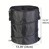 NNETM Black Portable Foldable Trash Can with Carry Handle