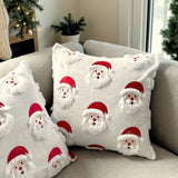3D Santa Claus Quilted Cushion Cover White Christmas Pillowcase