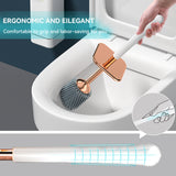 NNETM Silicone Toilet Brush and Holder Set with Long Handle